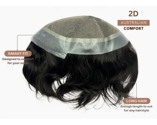 Australian Base Hair Patch for Men – Transparent Poly PU Front & Border, Natural Skin Base for Realistic Look