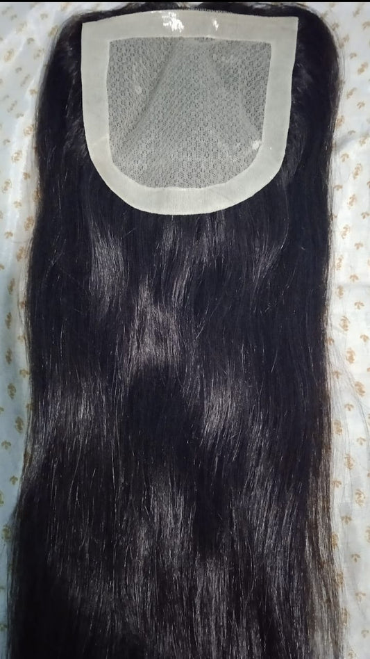 100% Human Hair Clip-In Scalp Topper – Silk Base, 5"x5", 22 Inches